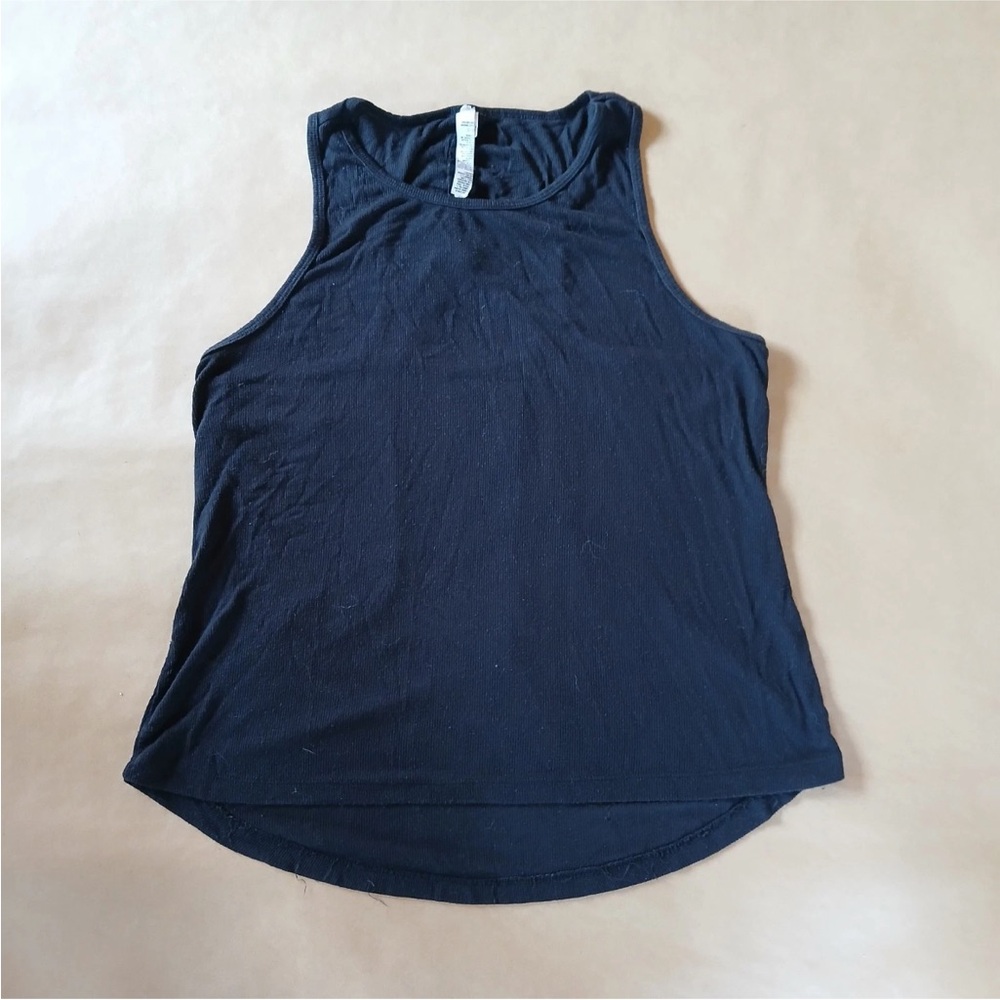 Avia Tank Top Large Black Ribbed Loose Fitting Activewear Athleisure Shirt
